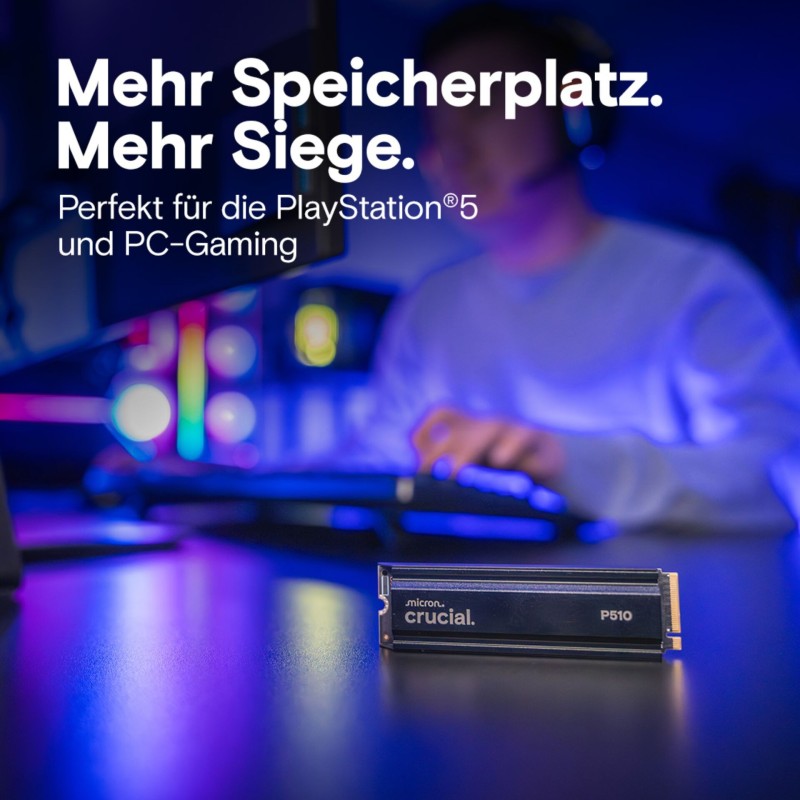Crucial P510 Gen5 2280       1TB NVMe PCIe M.2 SSD z Heatsink