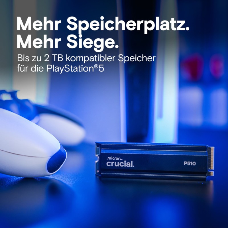 Crucial P510 Gen5 2280       1TB NVMe PCIe M.2 SSD z Heatsink