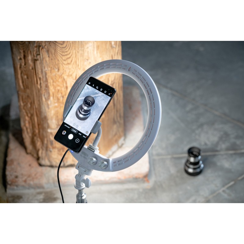 Lampa pierścieniowa LED Newell RL-10A Arctic White + statyw