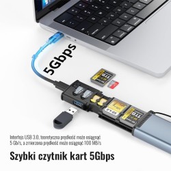 PRO STUFF CH-354, Etui I Czytnik 2w1 Na 9 Kart Pamięci Micro Sd / Uhs / Sdxc Usb-c