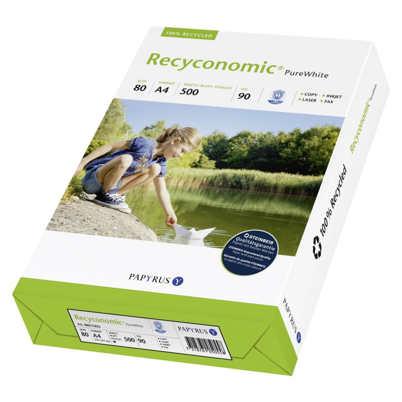 Recyconomic Pure bialy ISO 90 A 4 500 kartek 80 g