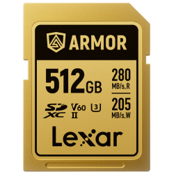 Lexar SDXC ARMOR Gold UHS-II U3, Stainless Steel, IP68 R280/W210 (V60) 512GB